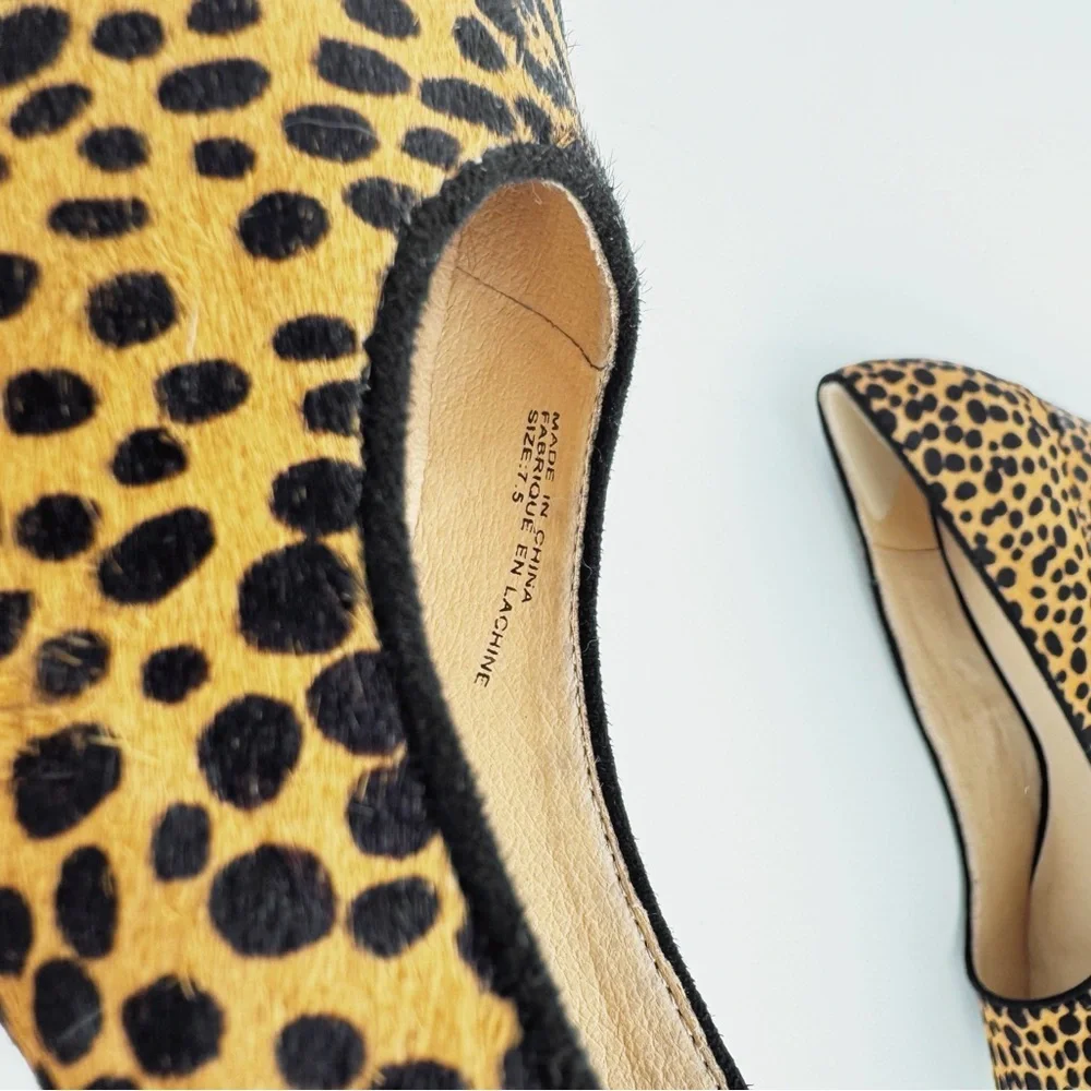 Anthropologie Leopard Print Block Heel Pumps in Tan and Black